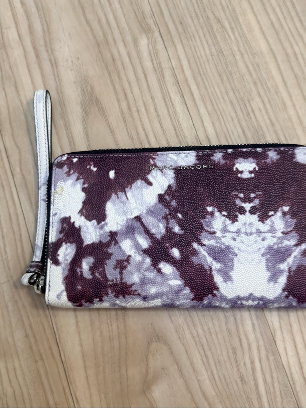 Marc Jacobs Burgundy and White Patterned Wristlet